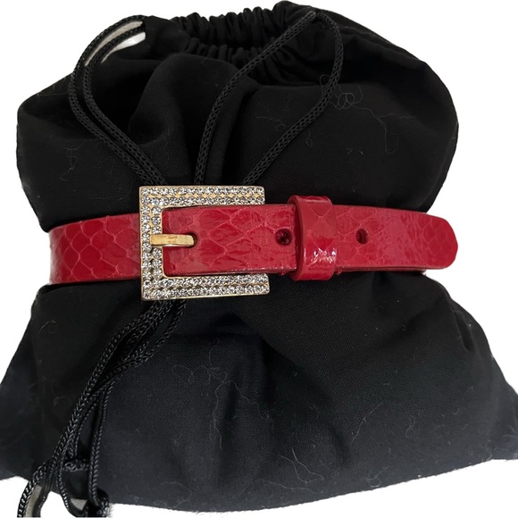 Authentic Dolce & Gabbana red snakeskin & leather choker or bracelet. - Picture 8 of 9